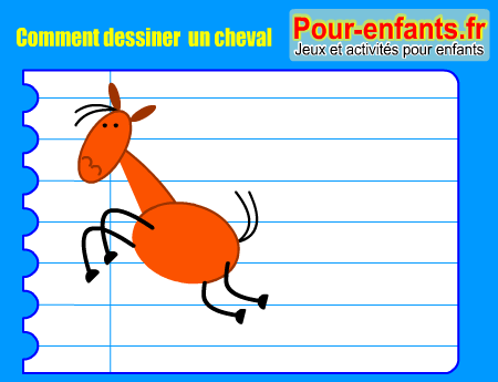 Apprendre à dessiner un cheval. Dessin cheval qui saute. Comment dessiner un cheval par étapes.