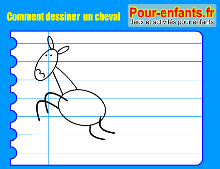 Apprendre à dessiner un cheval. Dessin cheval qui saute. Comment dessiner un cheval par étapes.