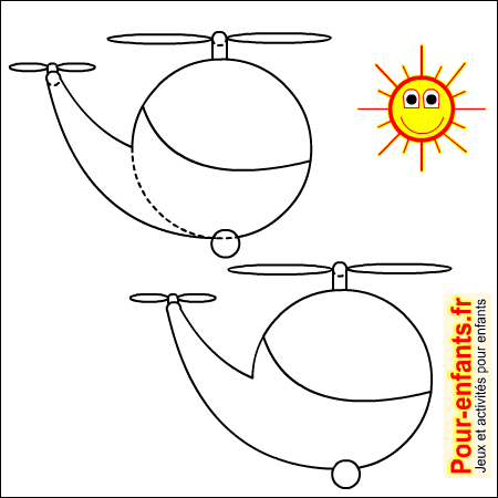 Apprendre à dessiner un helicoptère. Comment dessiner un helicoptere cartoon par étapes.